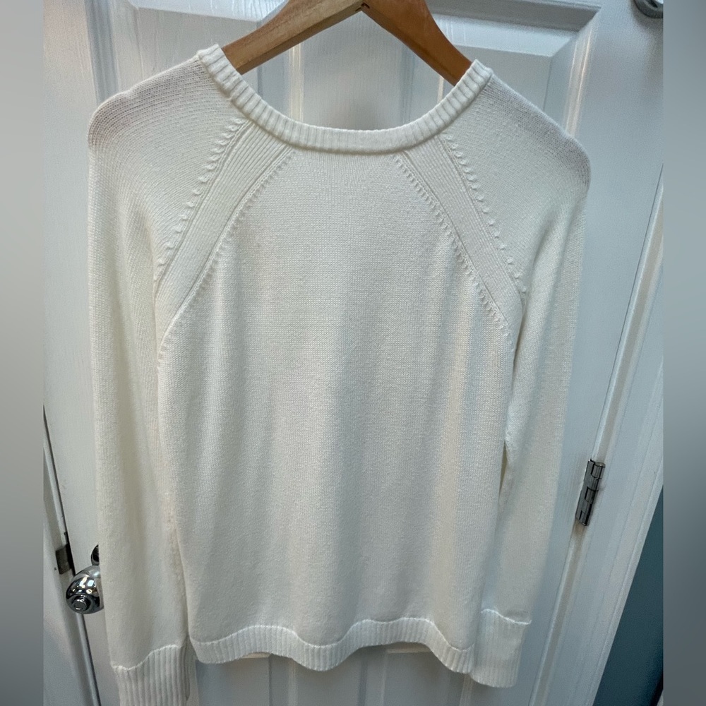 Athleta Waffle Knit Cream Cotton Blend Sweater Extra Small - Picture 2 of 7